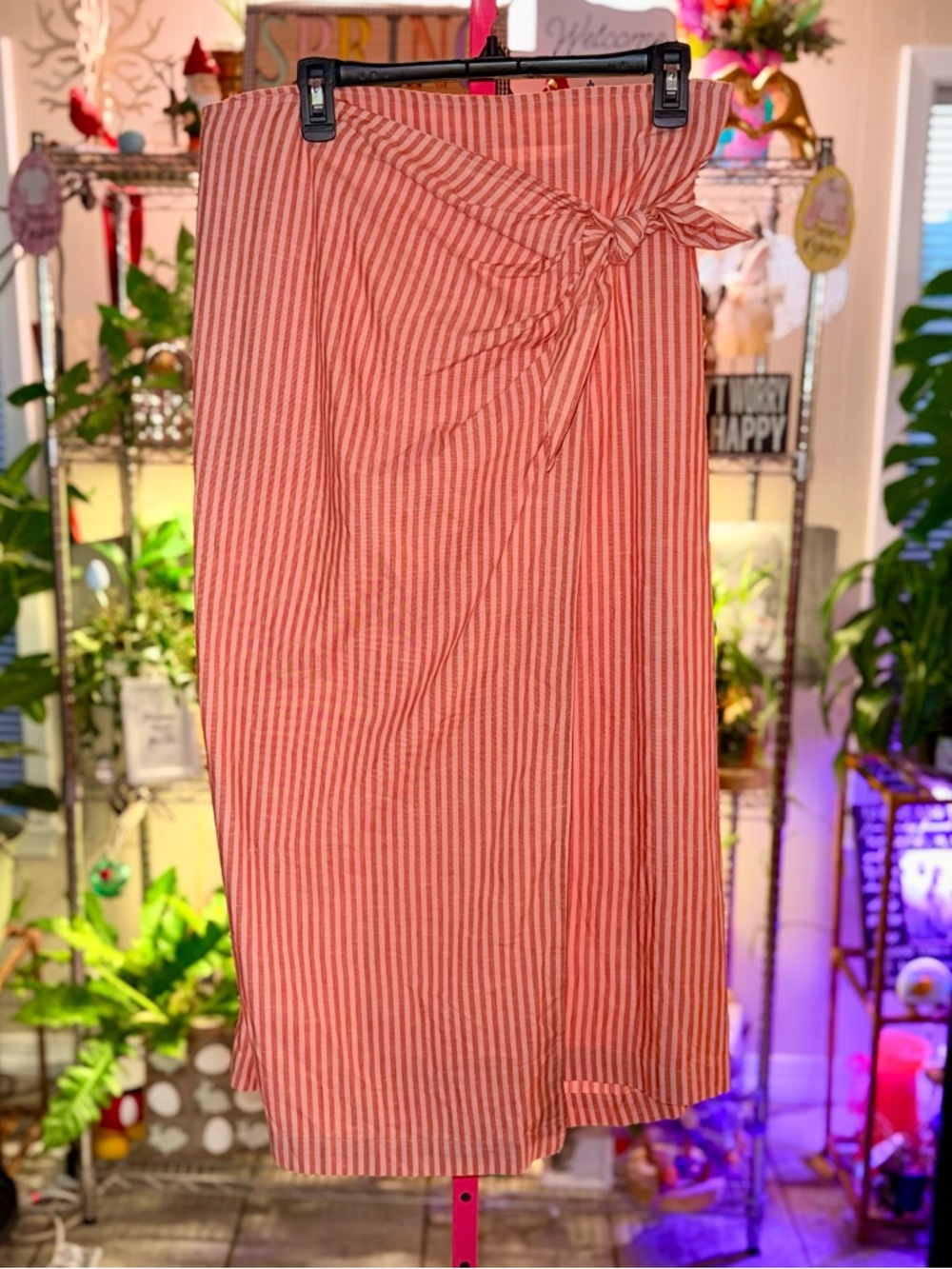 Universal Thread Women's Maxi Wrap Skirt Pink Stripe, XXL